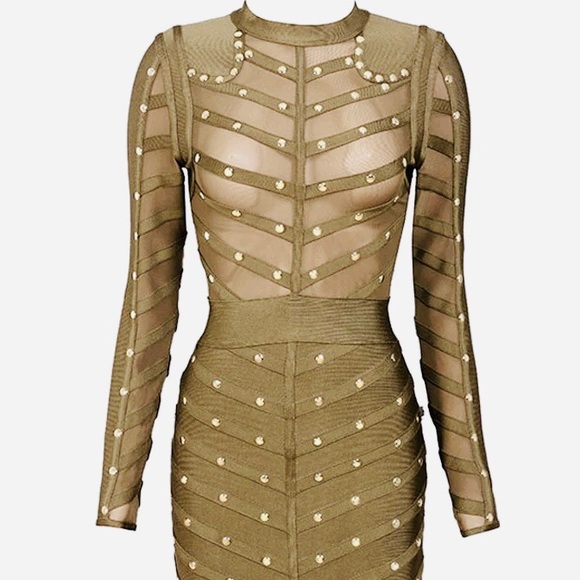 STUDDED BANDAGE MIDI DRESS - Picture 3 of 10